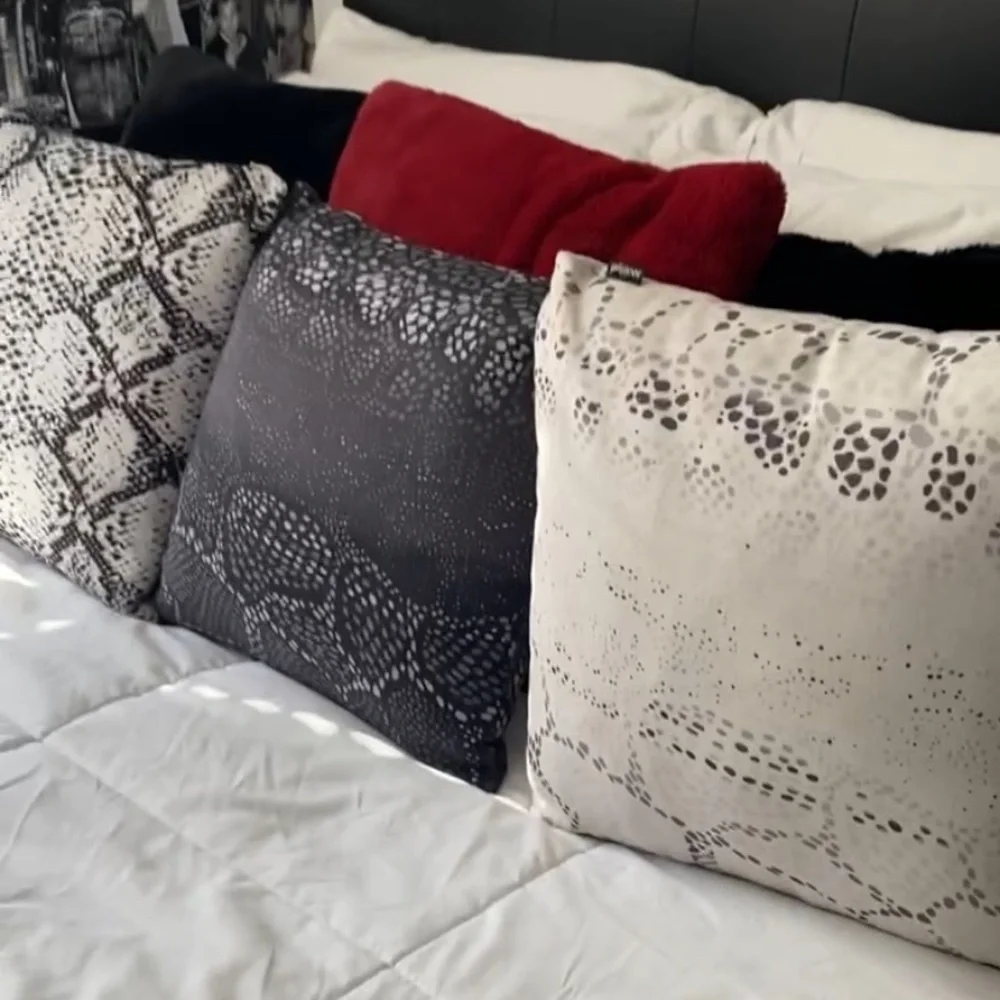 3 snake print decorative throw pillows
